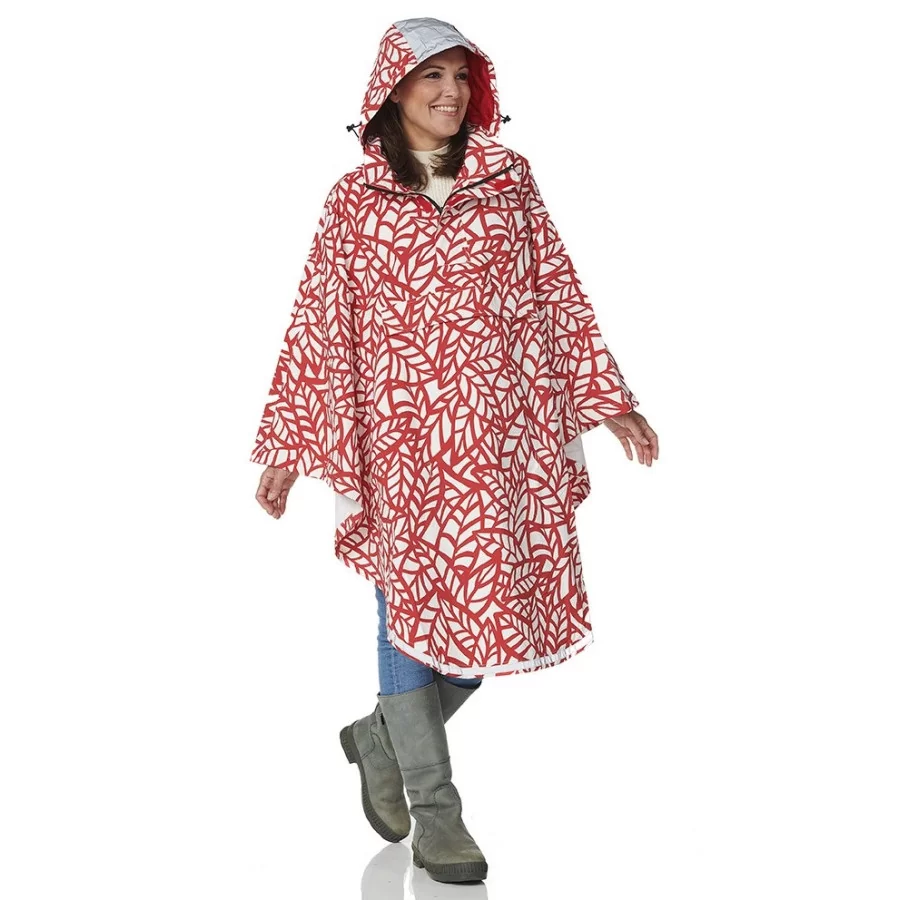 HRD "Cape 5,000 Leaf" Cycling Rain Poncho with clear reflectors front and back