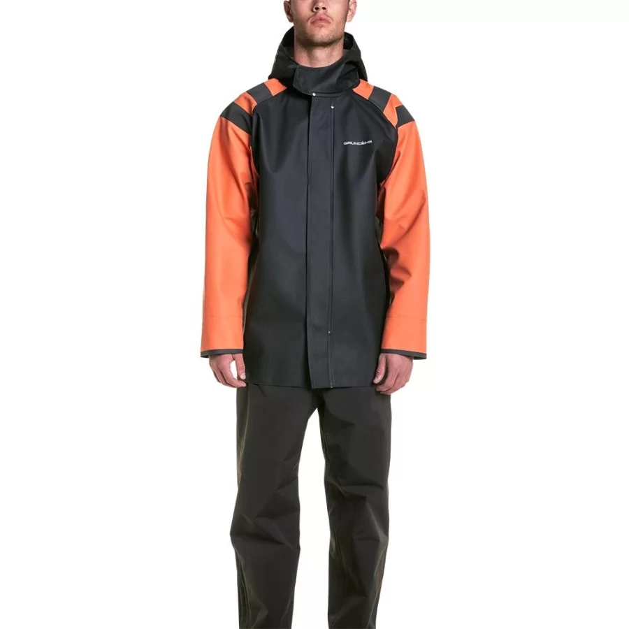 GRUNDÉNS "Balder 320" fishing rain jacket HEAVY duty with zipper and neoprene cuffs