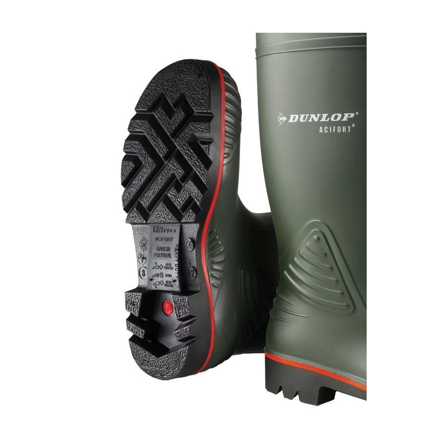DUNLOP Acifort S5 m/ pigge i stål, skridsikker sikkerheds gummistøvler