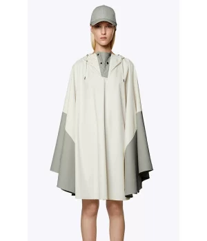 RAINS poncho ”Cape” alsidigt regnslag FOSSIL-CEMENT