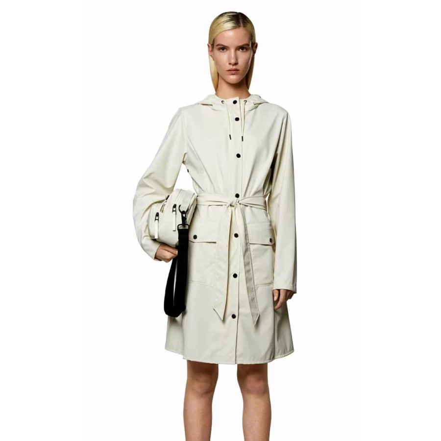 RAINS ”Curve Jacket” TAUBE, OLIVE & BLUSH ROSE rain jacket WOMEN w/ zipper & tie belt