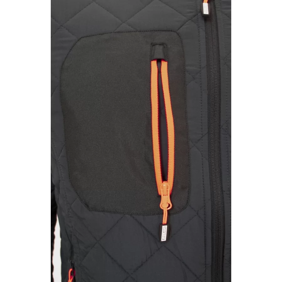 OCEAN termojakke HERRE "Outdoor Quilt" SORT m/ orange detaljer
