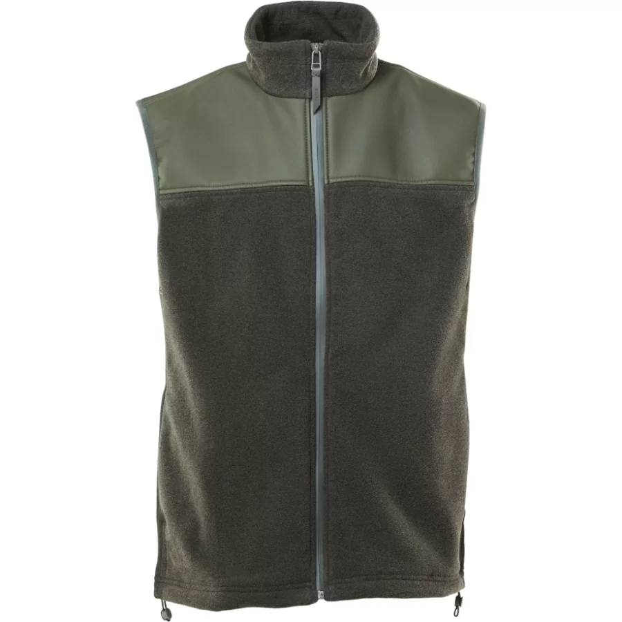 RAINS Fleece Vest GRØN, 2-lags fleece m/ PU-skuldre, UNISEX