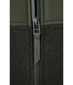 RAINS Fleece Vest GRØN, 2-lags fleece m/ PU-skuldre, UNISEX