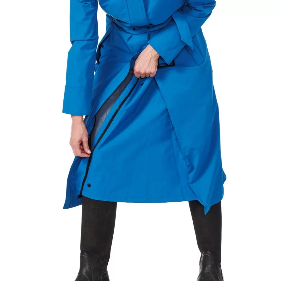 Long BLUE womens raincoat |   Happy Rainy Days "Montreal 10,000" long coat SEA BLUE cycling raincoat, breathable