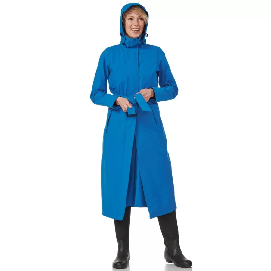 Long SEA BLUE womens raincoat HRD "Montreal 10,000" long coat SEA BLUE bike raincoat, breathable