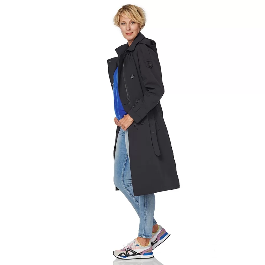 HRD "Brooklyn" Trench Coat WOMEN navy blue w/ zipper & lining. Breathable, 10,000/10,000 mm