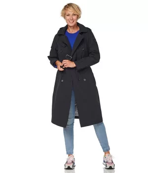 HRD "Brooklyn" Trench Coat WOMEN navy blå w/ zipper & lining. Breathable, 10,000/10,000 mm