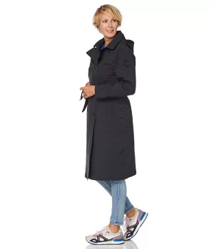 HRD "Brooklyn" Trench Coat WOMEN navy blue w/ zipper & lining. Breathable, 10,000/10,000 mm