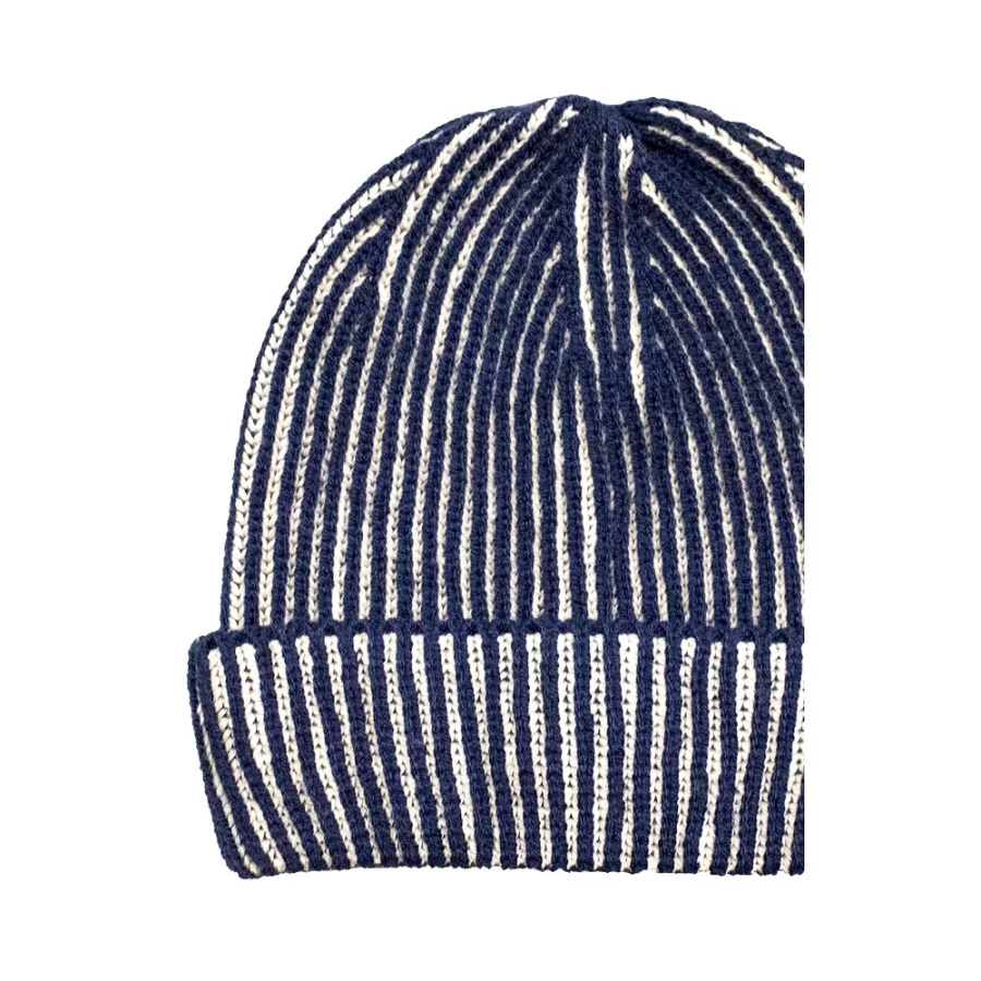 OCEAN-ABEKO beanie hat in recycled polyester NAVY-WHITE
