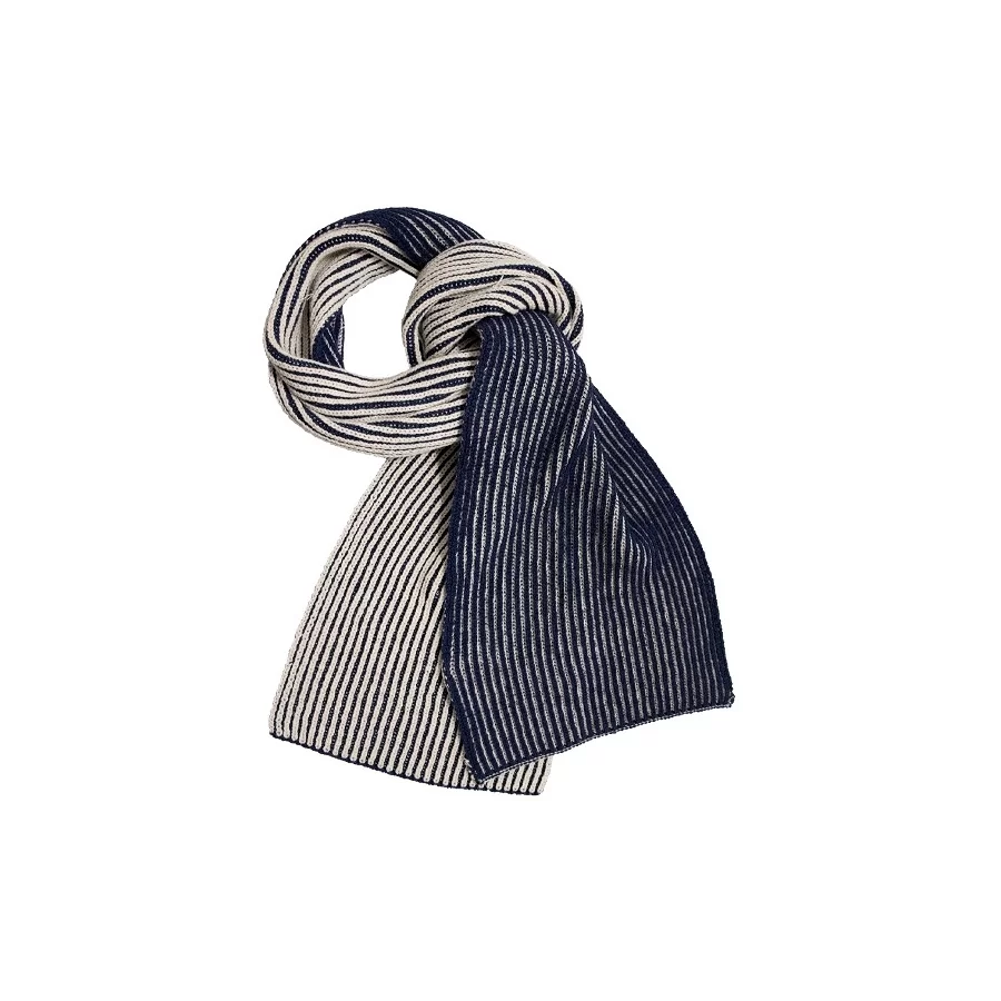 OCEAN-ABEKO halstørklæde i genanvendt polyester NAVY-HVID