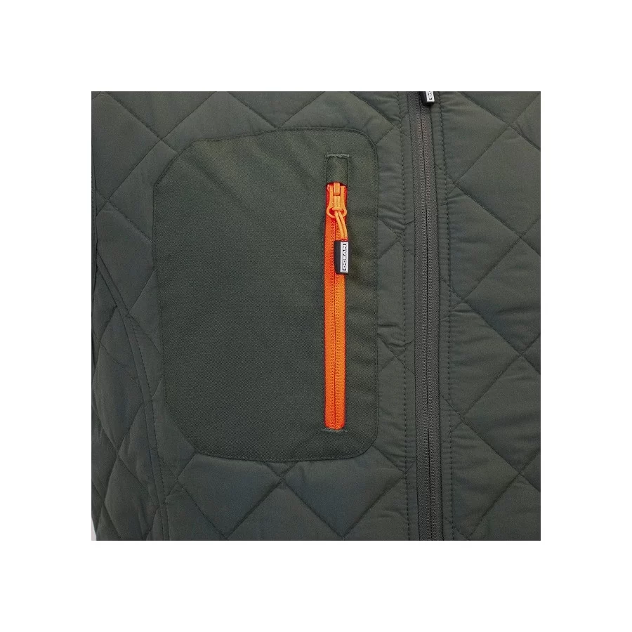 OCEAN "Outdoor Quilt" termodragt HERRE, sort, grøn og navy blå med orange detaljer