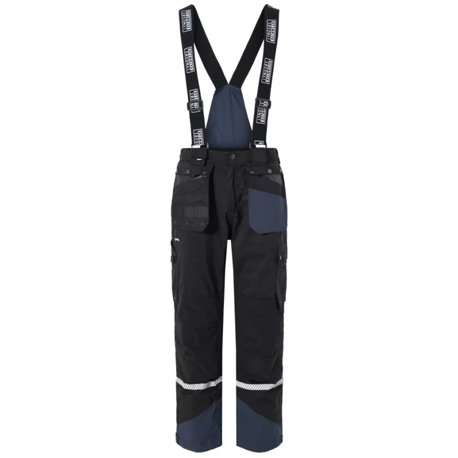 LYNGSØE "FOX 4WS-4083" regnbukser / arbejdsbukser i strækbar Polyester SORT-NAVY BLÅ. Åndbare regnbukser HERRE