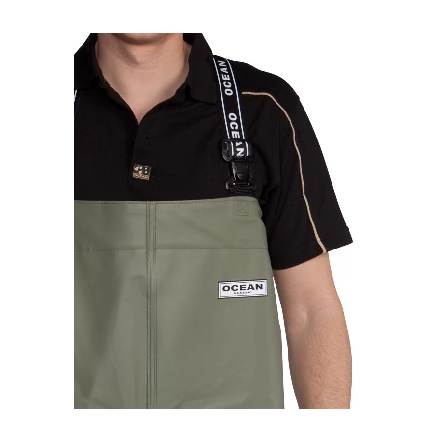 OCEAN Waders "Classic" m/ sikkerhedsstøvle OCEAN "Safety S5" OLIVE GRØN