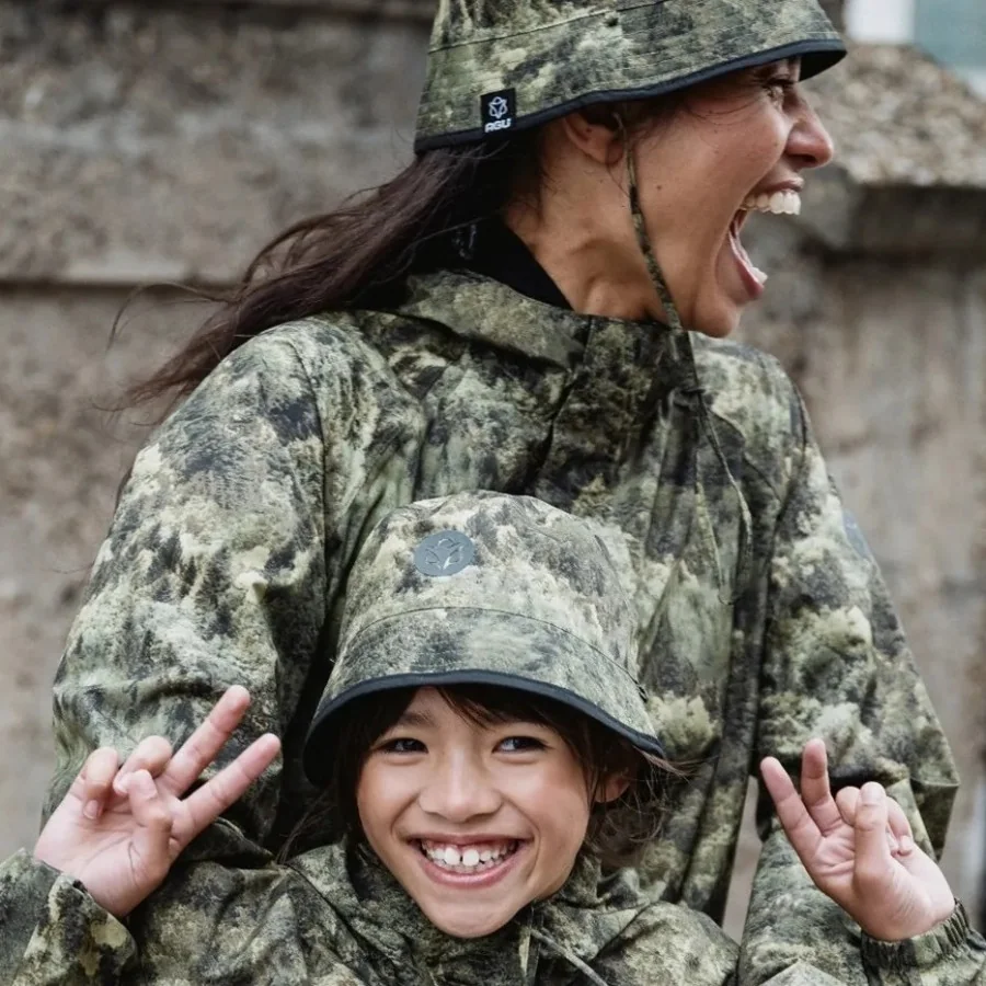 AGU rain hat GREEN "Motion Bucket Hat" CAMOUFLAGE green-black rain hat, reversible in two colors