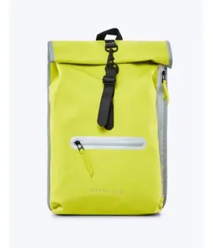 RAINS rygsæk med reflekser i High Vis GUL | RAINS ”Roll Top Rucksack" LTD Reflective (17 liter)