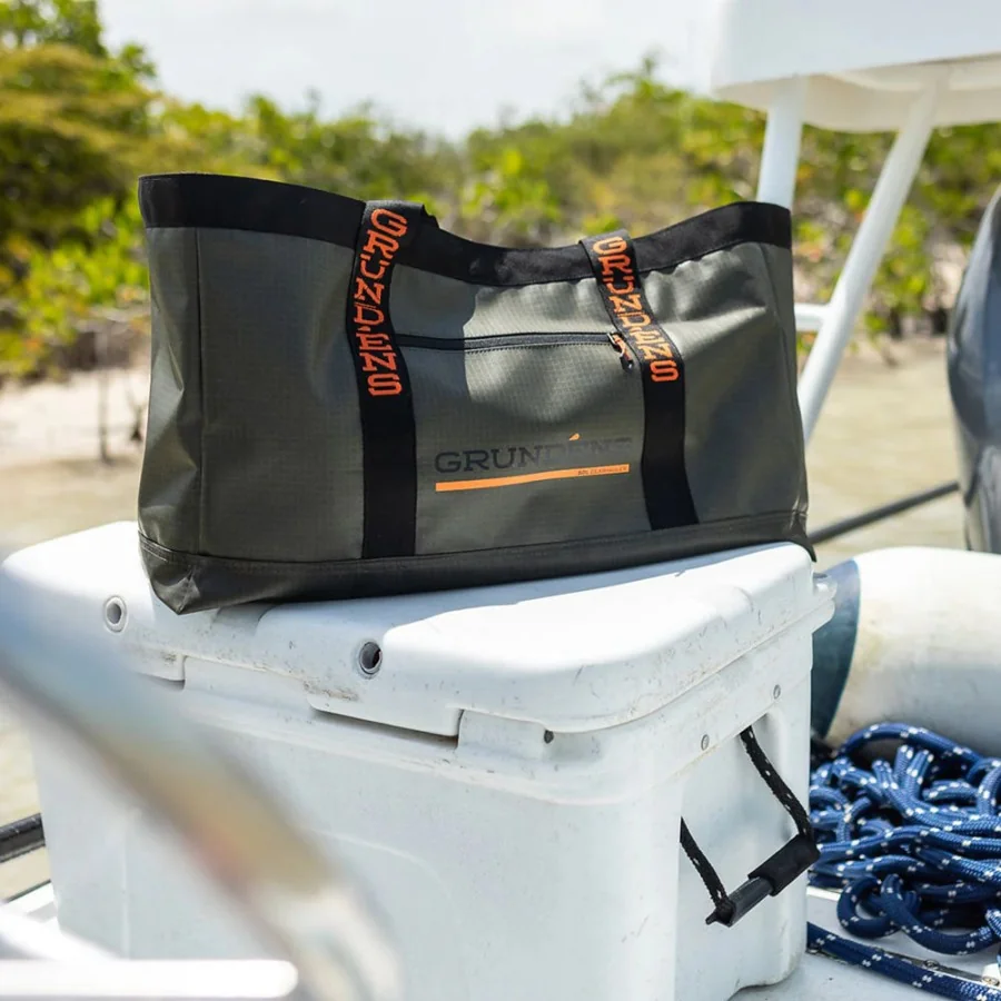 GRUNDÉNS Tote fiskertaske ”Gear Hauler Tote Bag” GRÅ praktisk, let og slidstærk  tur- og weekendtaske (50 liter)