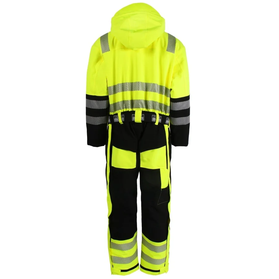 LYNGSØE vinterkedeldragt "4WS-5033" strækbar EN ISO 20471-3 SORT / High Vis GUL | VINTER heldragt med bælte