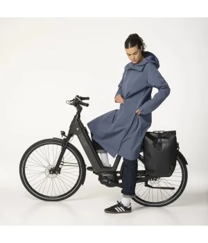 Lang varm regnfrakke / cykel regnfrakke BLÅ vandtæt og åndbar 10.000/10.000 UNISEX-design