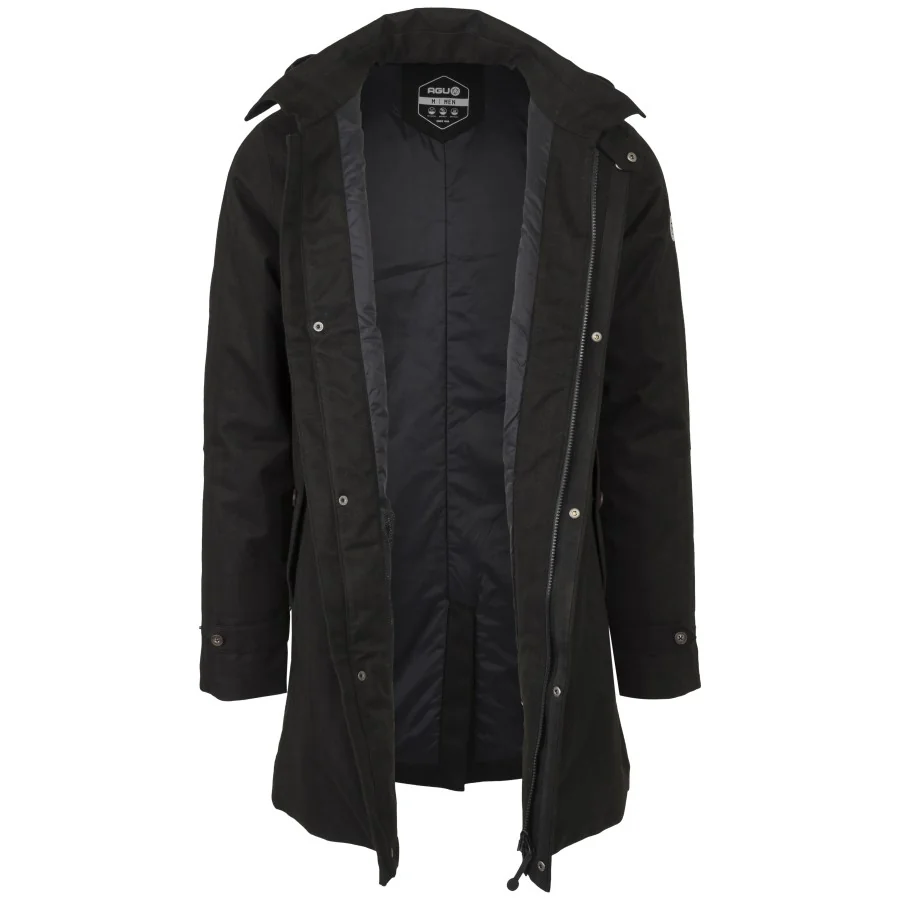 AGU "Mac 10.000 WINTER" elegant pinstriped men's rain jacket BLACK. Waterproof & breathable
