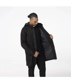 Elegant warm MENs raincaot | AGU "Mac WINTER" pinstriped raincoat BLACK. Waterproof 10,000. Breathable 10,000.