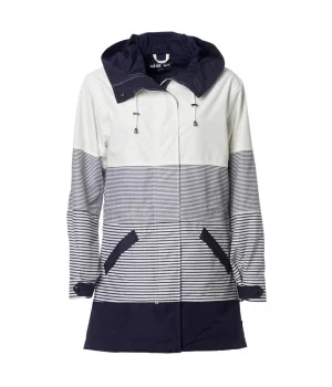 DANWEAR "DaWi 1054” sporty WOMEN's Rain Jacket, stribed NAVY BLUE and WHITE