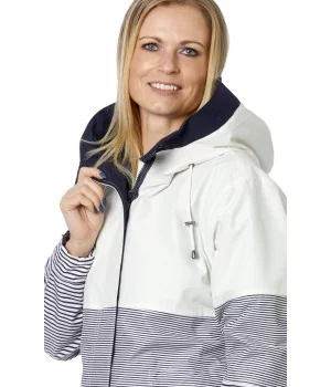 DANWEAR "DaWi 1054” sporty WOMEN's Rain Jacket, stribed NAVY BLUE and WHITE