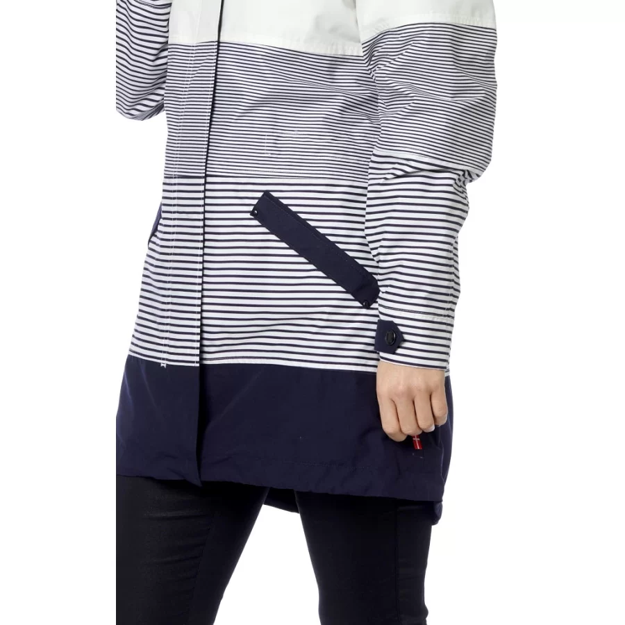 DANWEAR "DaWi 1054” sporty WOMEN's Rain Jacket, stribed NAVY BLUE and WHITE
