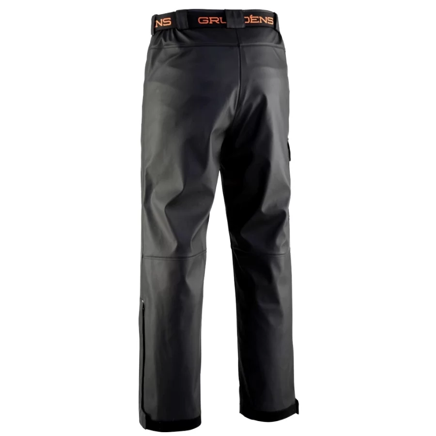 GRUNDENS "Neptune 219" BLACK rain pants with zip fly, belt and thigh pocket