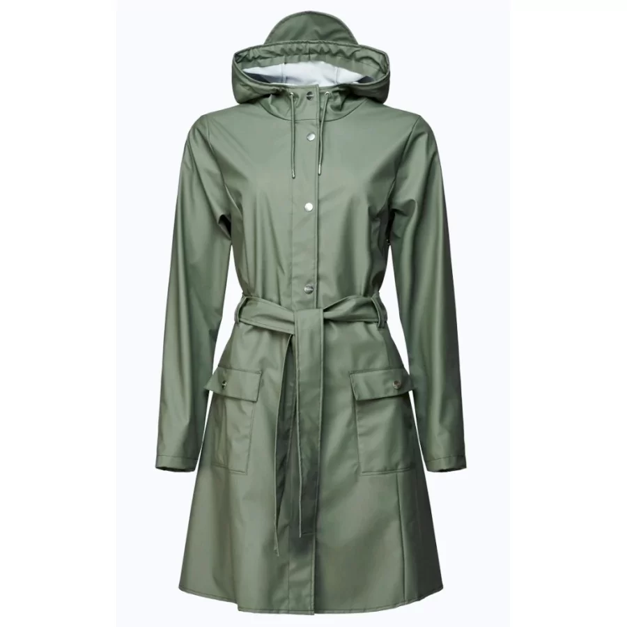 RAINS ”Curve Jacket” TAUBE, OLIVE & BLUSH ROSE rain jacket WOMEN w/ zipper & tie belt