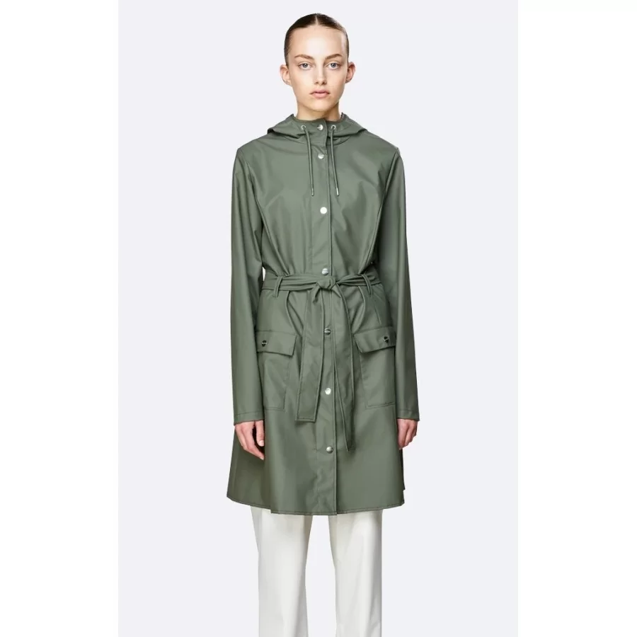 RAINS ”Curve Jacket” TAUBE, OLIVE & BLUSH ROSE rain jacket WOMEN w/ zipper & tie belt