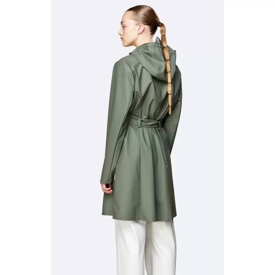 RAINS ”Curve Jacket” TAUBE, OLIVE & BLUSH ROSE rain jacket WOMEN w/ zipper & tie belt