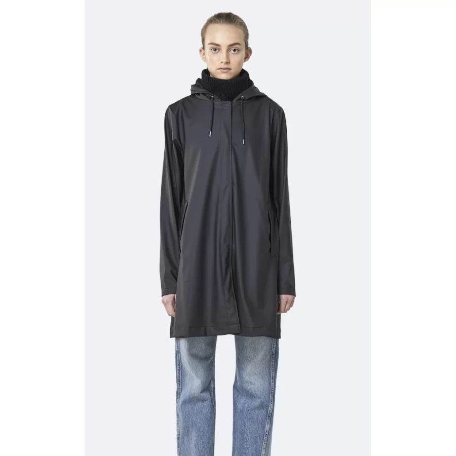 RAINS ”A-line Jacket" BLACK & TAUBE, the nwe RAINS A-jacket with hidden buttons