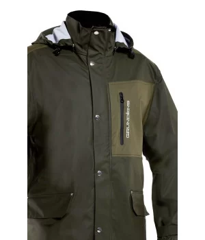 GRUNDENS "Sunnan GREEN" rain set with 2-way zipper and X-long jacket