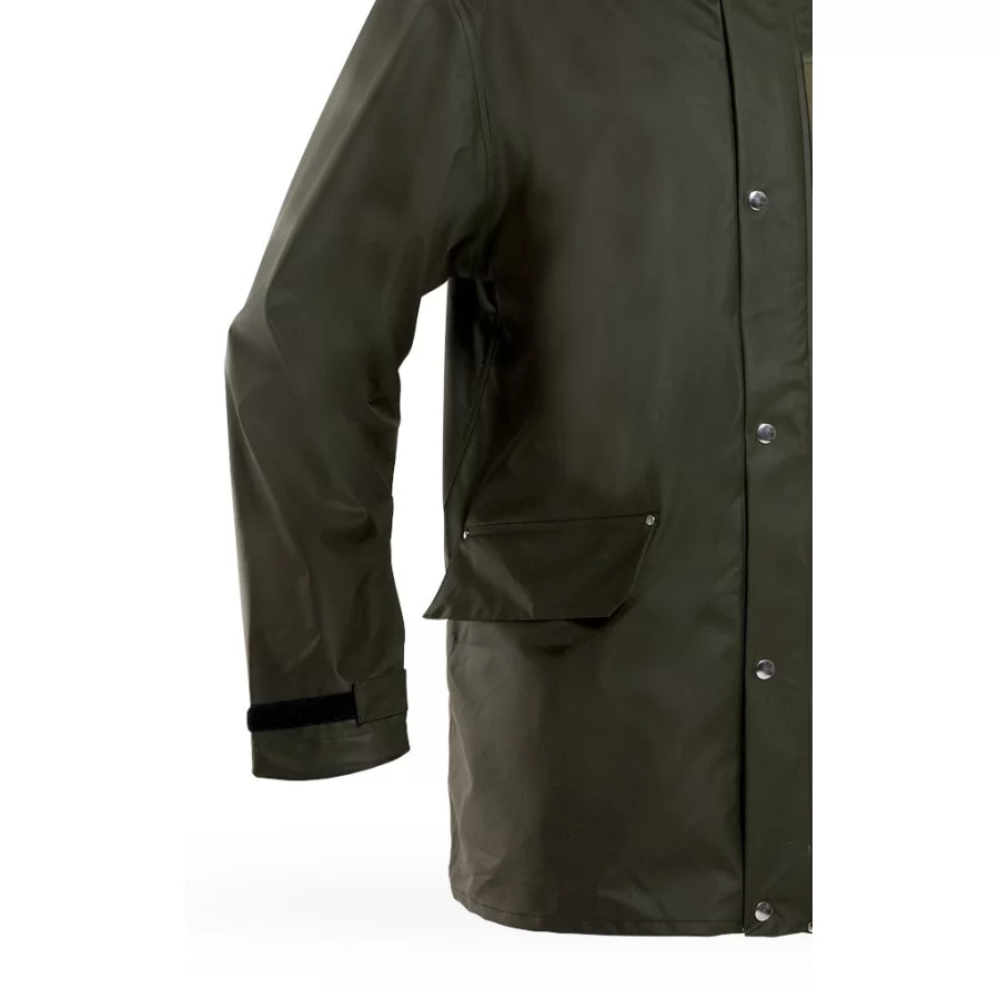 GRUNDENS "Sunnan GREEN" rain set with 2-way zipper and X-long jacket