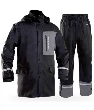 GRUNDENS "Sunnan BLACK" luxury rain set in PU Stretch